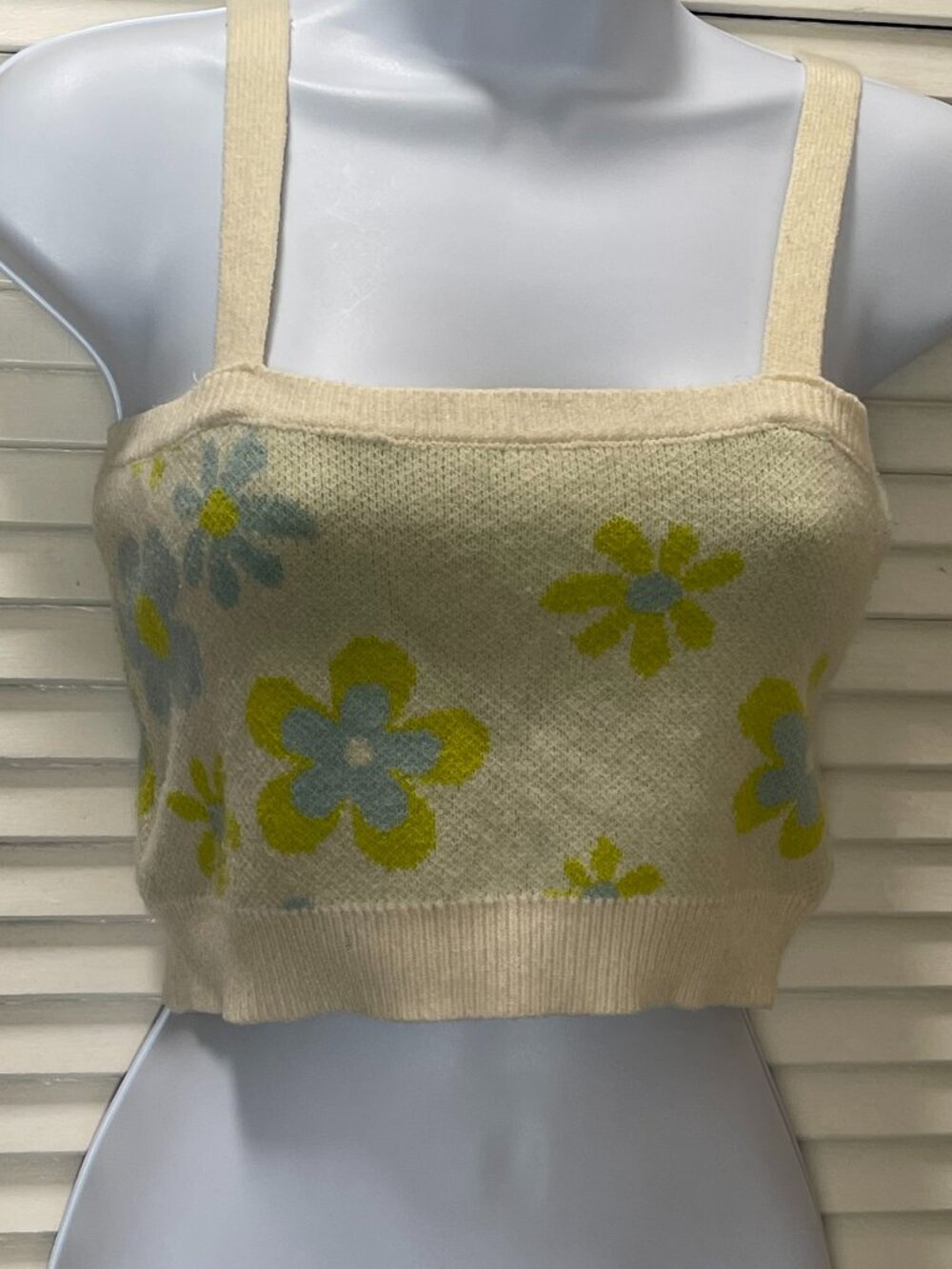 Witty Fox Floral Knit Crop Cami Y2K Coquette Fairycore